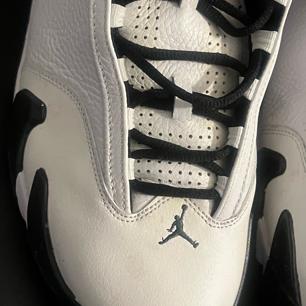 Jordan White and Black High-Top Sneakers with Leather Overlays - Picture 2 of 12